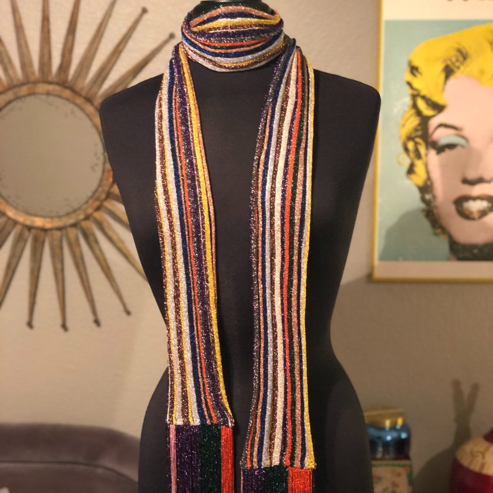 Missoni Metallic Fringe Multicolored Scarf